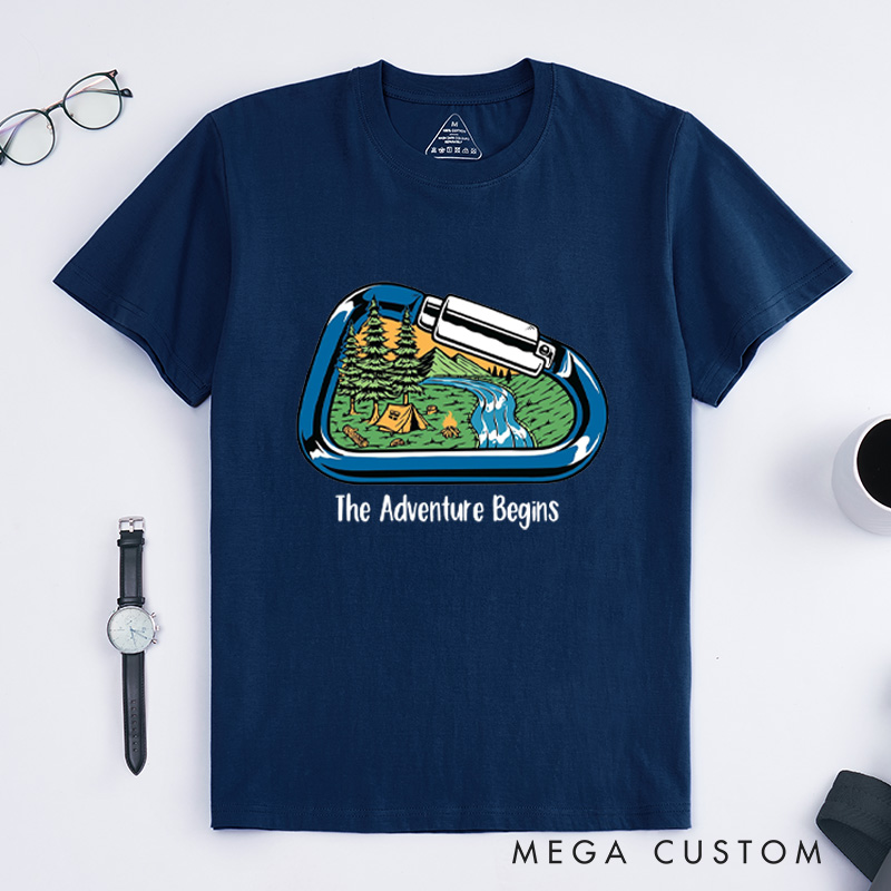 Personalized Carabiner Hiking T-Shirt Camping Mountain Adventure T-Shirt for Nature Traveling Outdoors Lover Gift