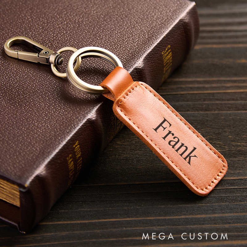 Personalized Leather Keychain for Him Custom Keychain with Name Engraved Leather Key Chain Anniversary Gift Groomsmen Gift Birthday Gift for Him