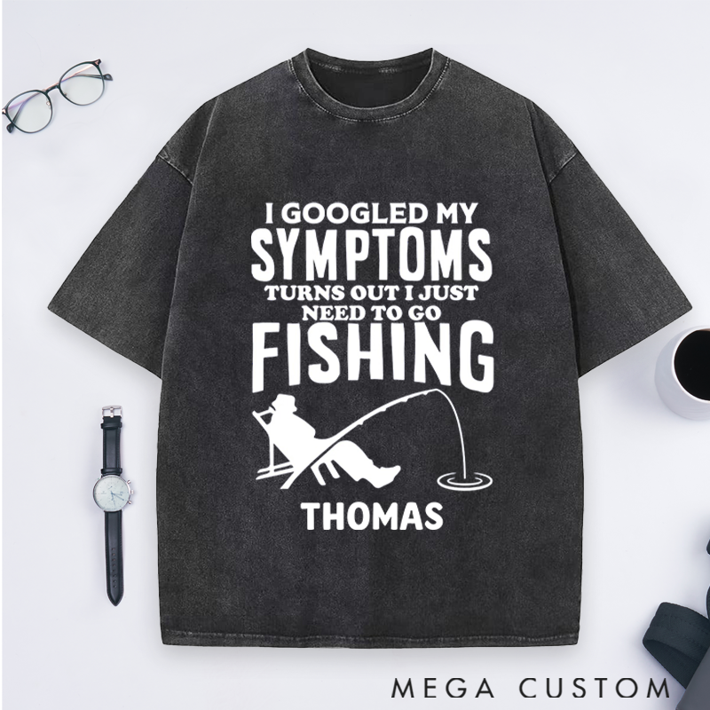 Personalized Fishing T-Shirt Funny Fishing Washed T-Shirt Custom Name Sweatshirt Humorous Design Perfect for Fishing Enthusiasts