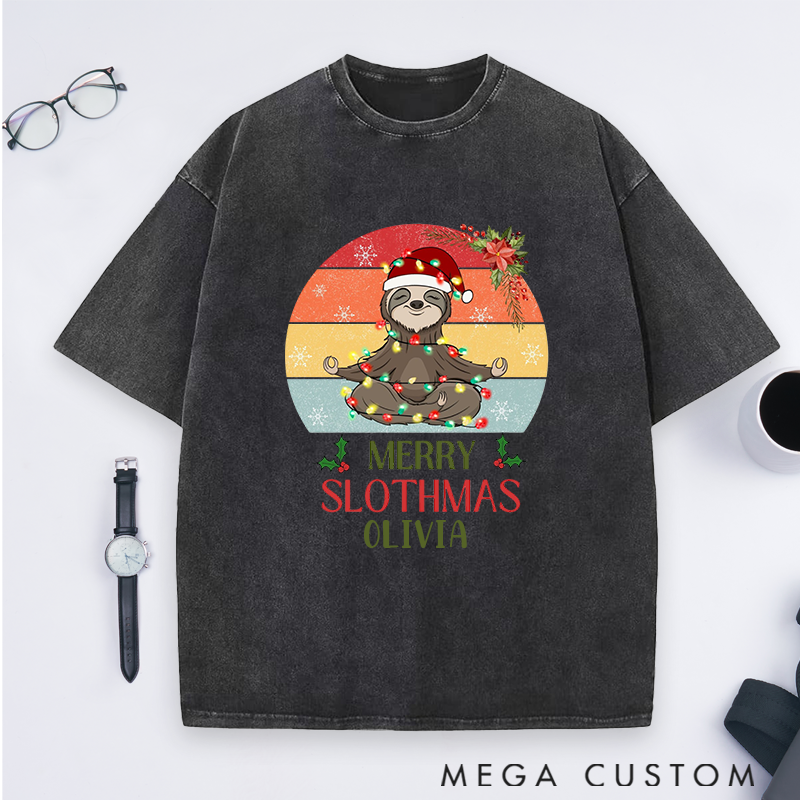  Personalized Yoga T-Shirt Funny Yoga Sweatshirt with Cute Slothmas Design Perfect Holiday Gift for Yoga Lovers