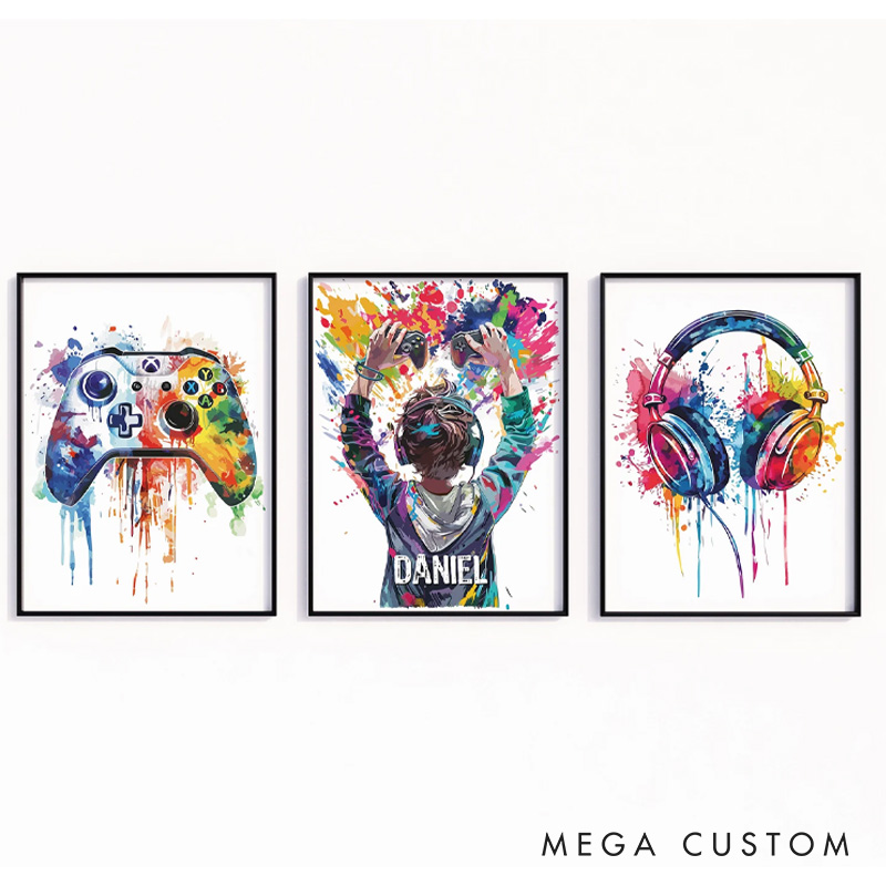 Personalised Gaming Wall Art Prints Gaming Prints Boys Bedroom Decor Kid Bedroom Gamer Decor Games Room Decor Gamer Prints