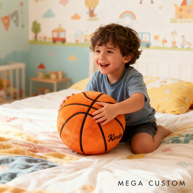 Personalized Plush Basketball Pillow with Custom Name for Sports Fans and Kids