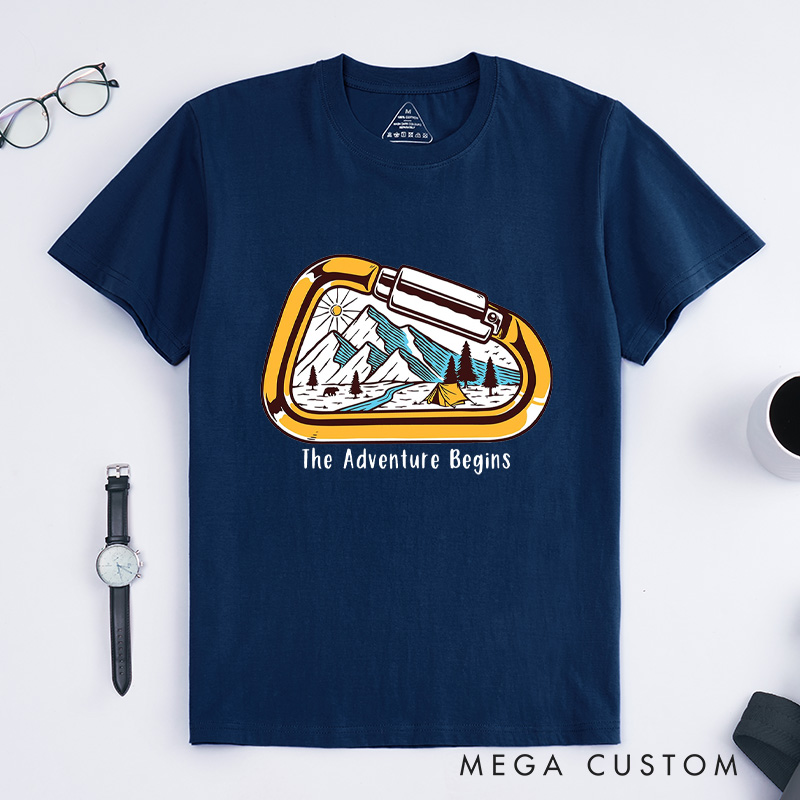 Personalized Carabiner HikingT-Shirt Adventure Hiking Camping Mountain T-Shirt for Nature Traveling Outdoors Lover Gift