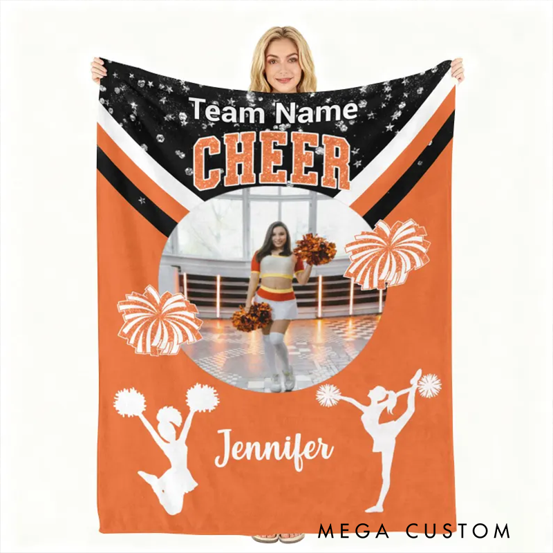 Personalized Cheerleading Blanket with Custom Name, Team, and Color Customization