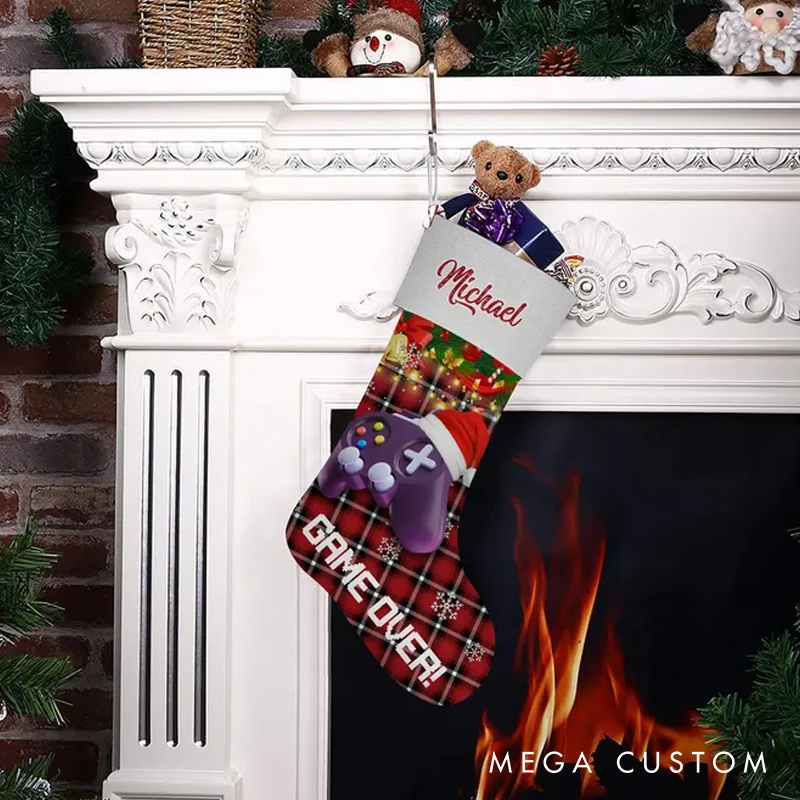 Personalized Gamer Christmas Stocking for Teen Kid Gaming Custom  Christmas Stocking Video Game Lover Gif Gaming Controller Xmas Gift for Geek Lover