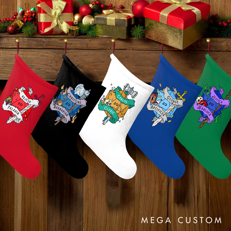 Personalized Gamer Christmas Stocking with Name / Class Custom Kid Gifts for Geek Game Lover