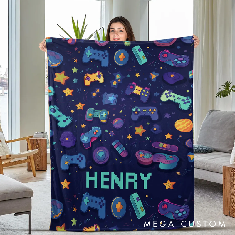 Personalized Gaming Blanket for Kid the Best Game Player Blanket Custom Name Blanket Blanket Gift for Gamer Geek