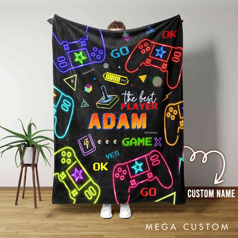 Personalized Gaming Blanket the Best Player Game Blanket Custom Gamer Name Blanket Kids or Gift for Game Geek Lover
