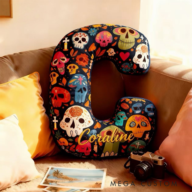 Personalized Graphic 3D Print Día de los Muertos Celebration Pillow for Travel Lovers