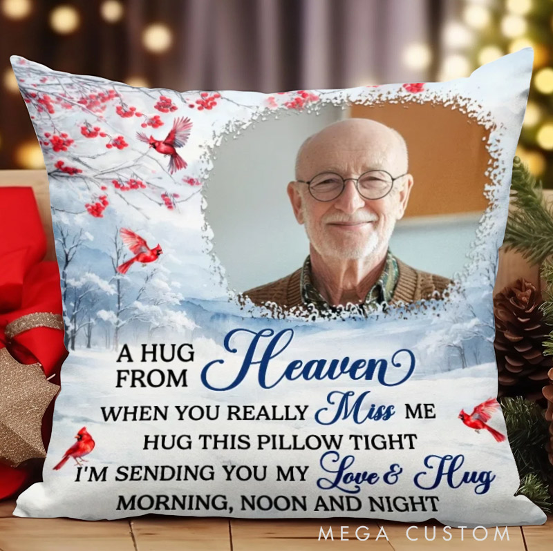 Personalized Memorial Photo Pillow An Embrace From The Skies Custom Double Sided Pillow Sympathy Gift Christmas Gift for Family Members