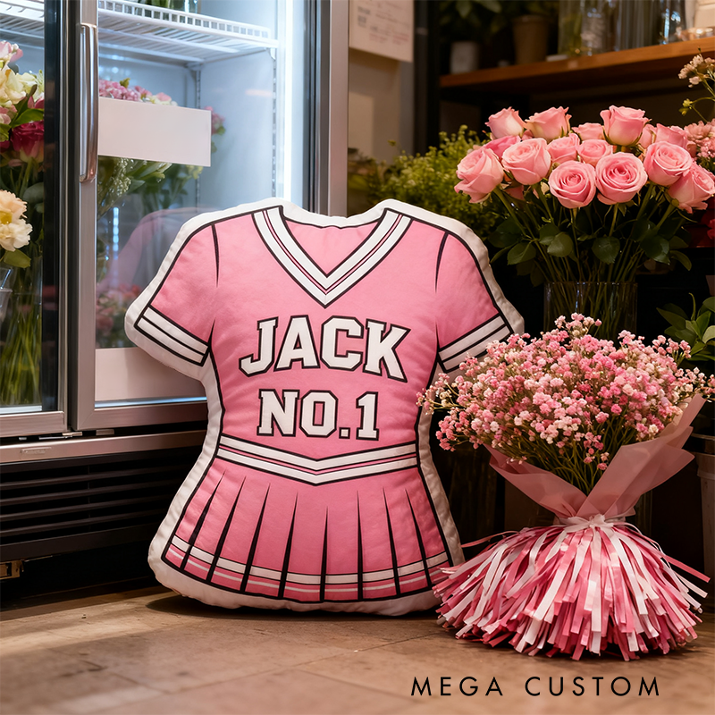 Personalized Cheerleading Uniform Pillow with Custom Name and Number Design