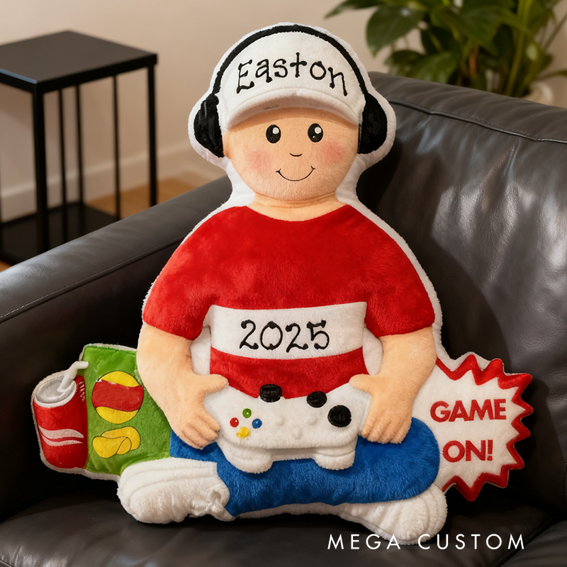 Personalized Graphic 3D Print Gamer Boy with Video Game Controller & Headset Game Lover Pillow Custom Christmas Gift for Game Geek Lover