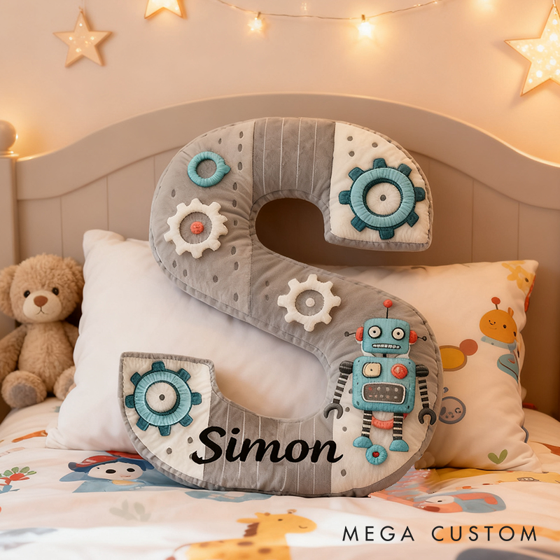 Personalized Graphic 3D Print Cute Letter Robot Pillow Customized Fun Children's Gift Pillows