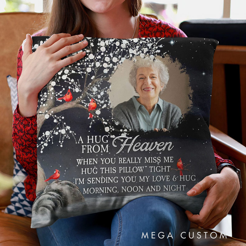 Personalized Hugs from Heaven Pillow Memorial pillow Grief Sympathy Gifts Bereavement Pillow for Loss of Grandmother Remembrance Memory Gift