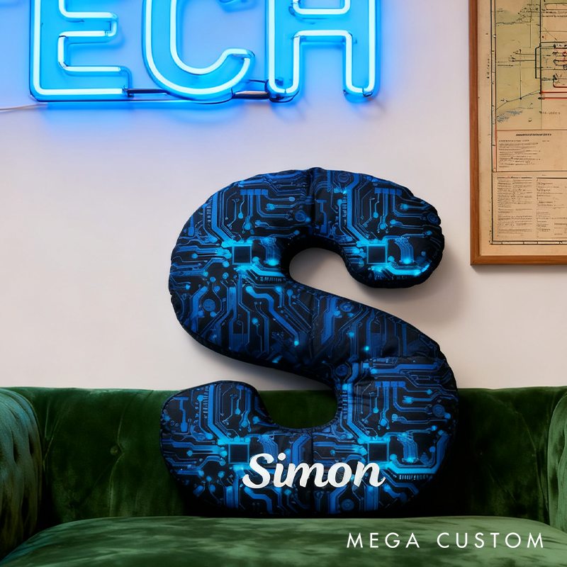 Personalized Letter Circuit Board Design Pillow Gifts IT Technology Geek Nerd Lover