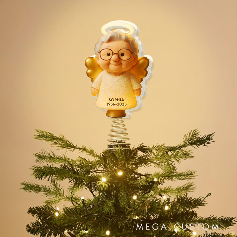 Personalized Memorial LED Light Tree Topper Christmas Memorial  Gift for Family