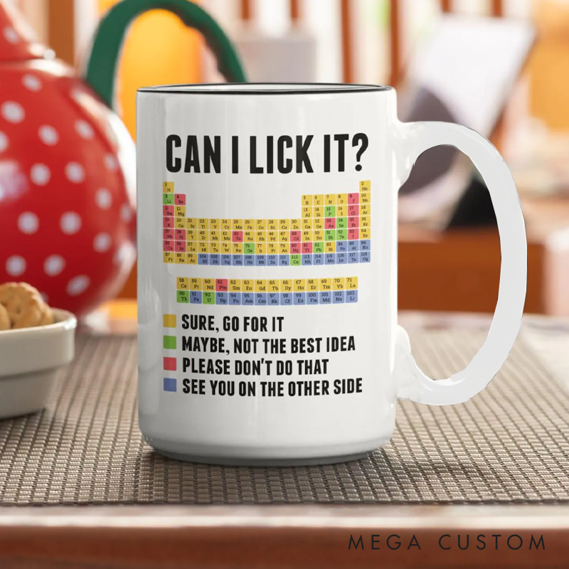 Personalised Funny Periodic Table Mug Can I Lick It Science Cup Chemistry Gift Nerdy Science Coffee