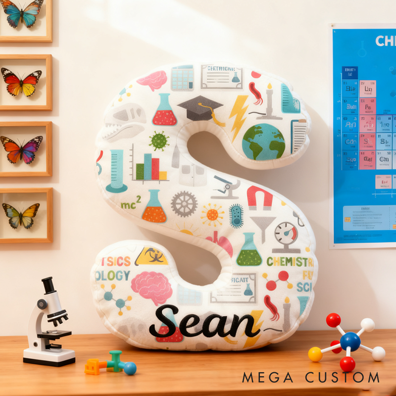 Personalized Science Pillow for Kid Scientist Physics Chemistry and Biology Lover Pillow