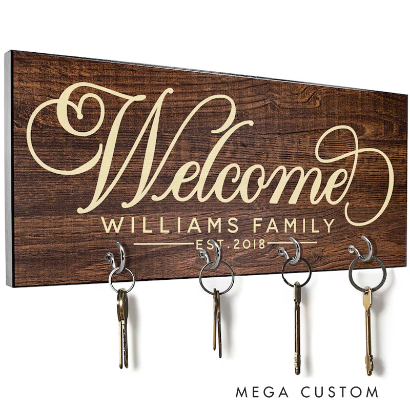 Personalized Key Holder for Wall Custom Key Hanger Housewarming Gift New Home Gifts First Home Gift Realtor Closing Gift Couple Gift