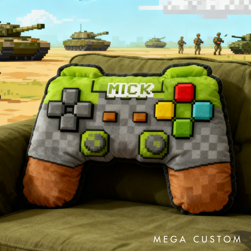 Personalized Pixelated Gaming Controller Pillow Custom Gamer Lover Pillow Gift for Game Geek