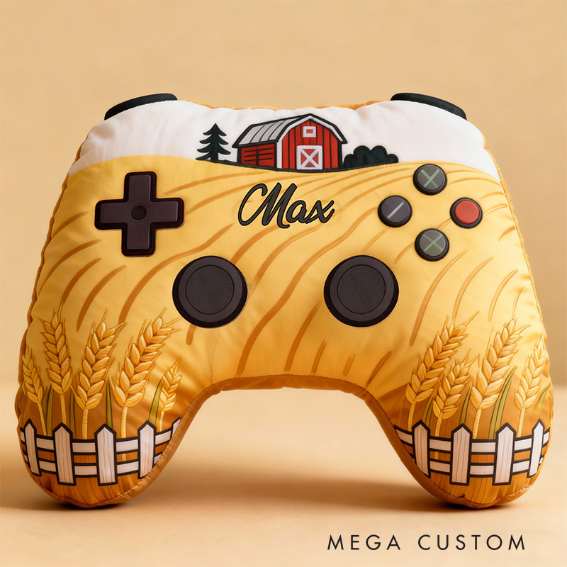 Personalized Graphic 3D Print Farming Game Controller Shaped Pillow for Game Lovers Plush Pillow Christmas Gift for Kids