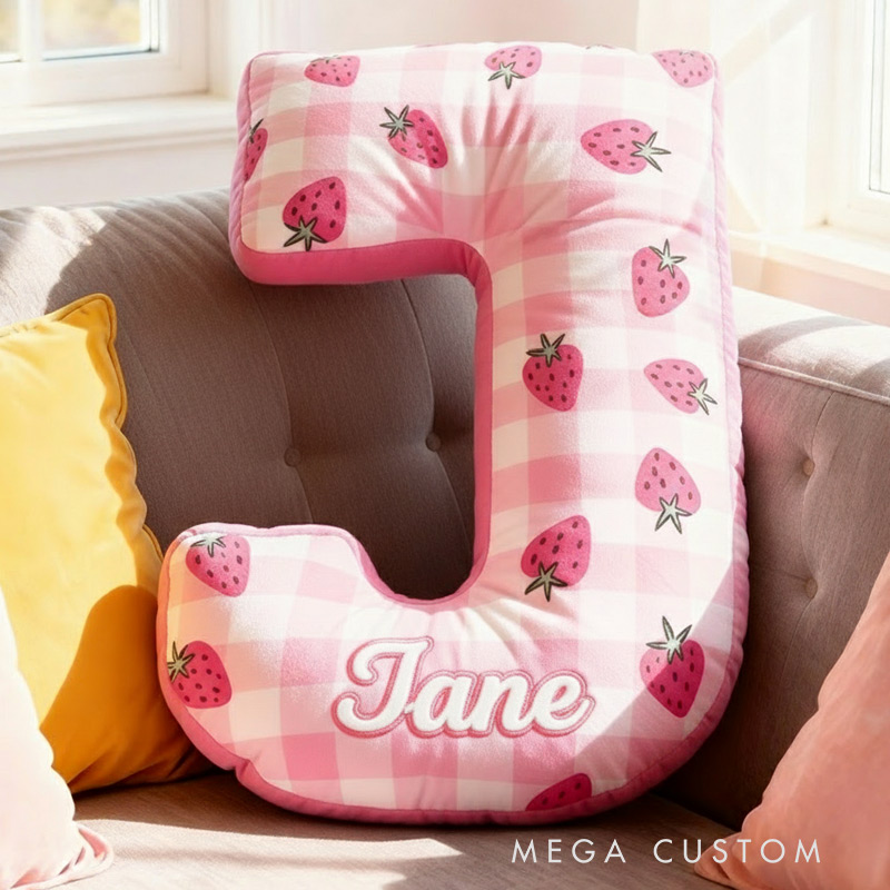 Personalized Letter Pillow Graphic 3D Print Cottage Core Custom Name Pillow Gift for Kids Gardening Lovers Gift 