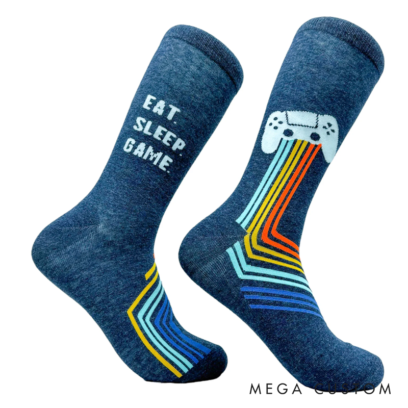 Personalized Eat Sleep Game Video Gamer Sock Do Not Disturb Funny Socks Gifts for Him Game Geek Lover