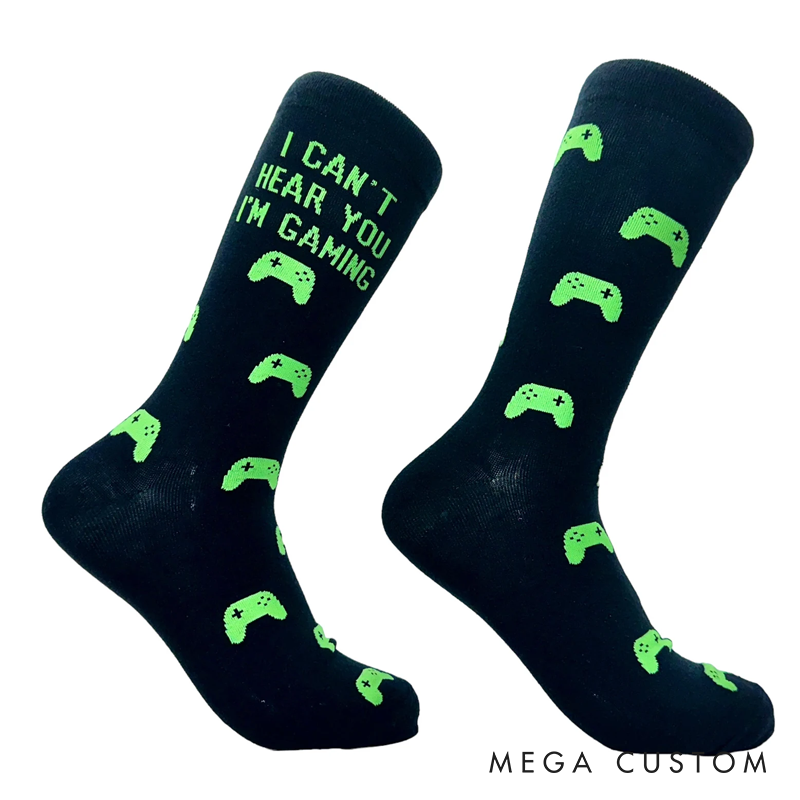 Personalized Can't Hear You Gaming Sock Do Not Disturb Funny Socks Gifts for Him Game Geek Lover