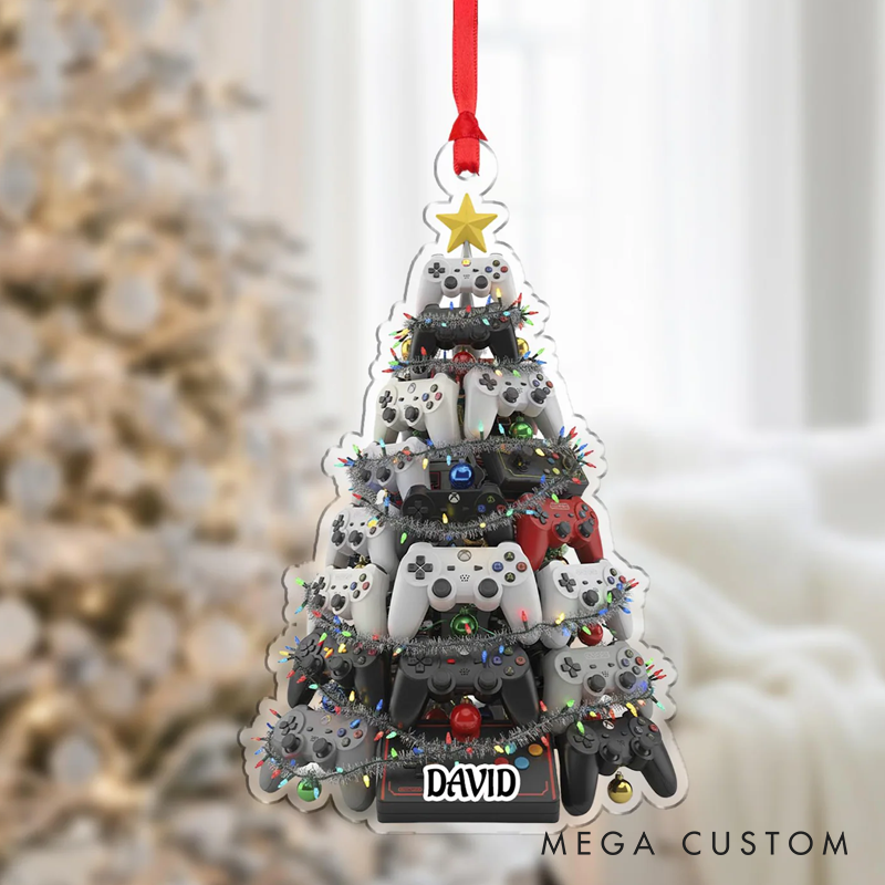 Personalized Gamer Christmas Ornament Custom Controller Stack Christmas Tree Decor Christmas Gift for Gamer Geek lover