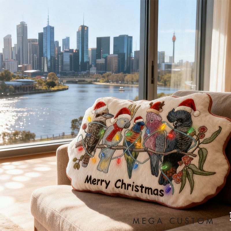 Personalized festive Australian Birds Christmas Pillow Graphic 3D Print Pillow for Women Kids Travel Lovers