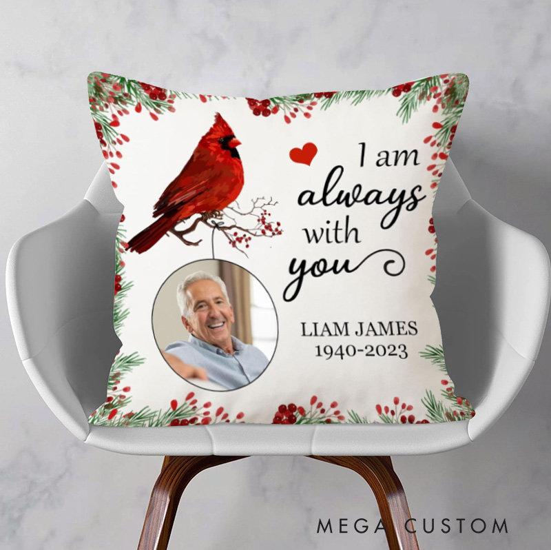 Personalized Memorial Cardinal Photo Pillow Double-Sided Printed Gifts for Loss of Loved One in Heaven Remembrance Gifts