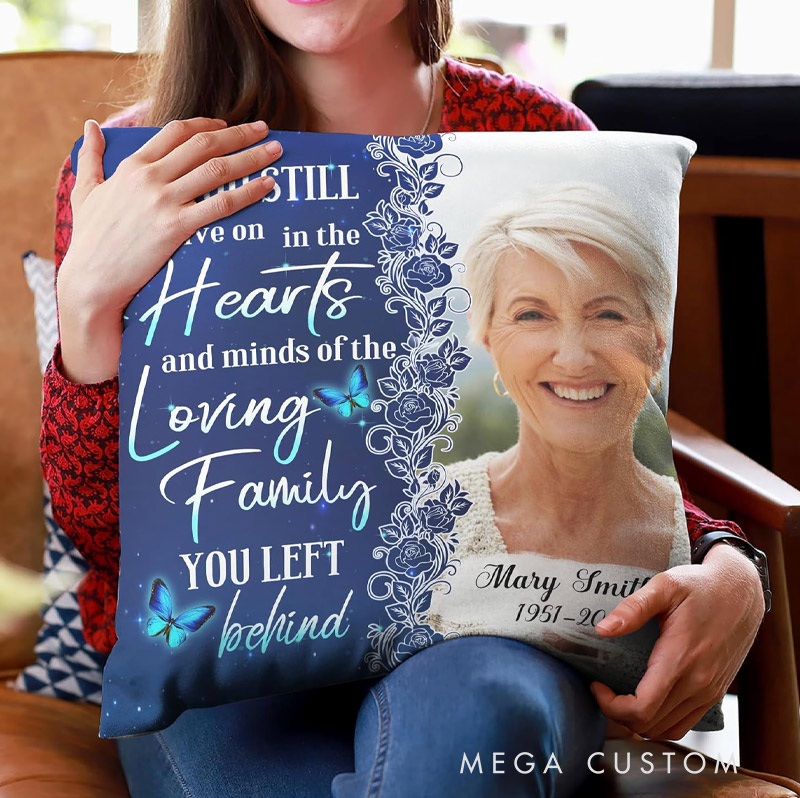 Personalized Memorial Photo Pillow  You Still Live Custom Double-Sided Printed  Gifts for Loss of Loved One in Heaven Remembrance Gifts