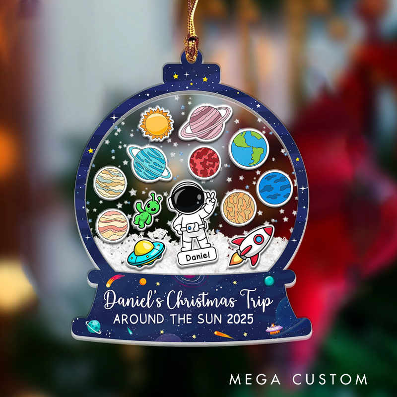 Personalized Astronaut Space Shaker Ornament Outer Space Ornament Solar System Kids Christmas Keepsake Xmas Gift for Kids
