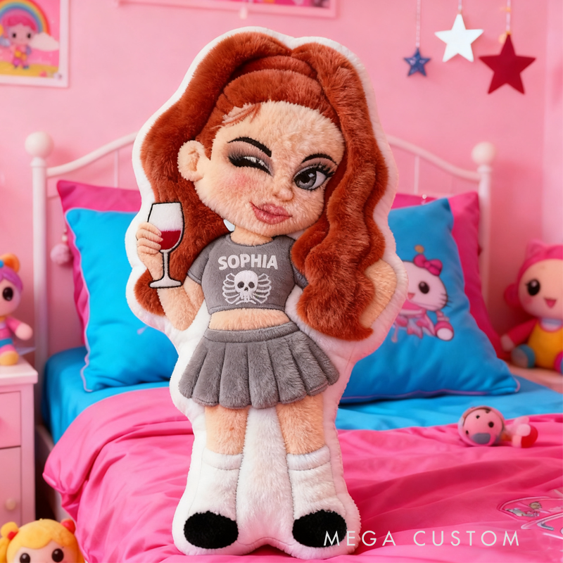 Personalized Y2K Style Cartoon Character with Name Graphic 3D Print Pillow Christmas Gift for Kids Birthday Gift