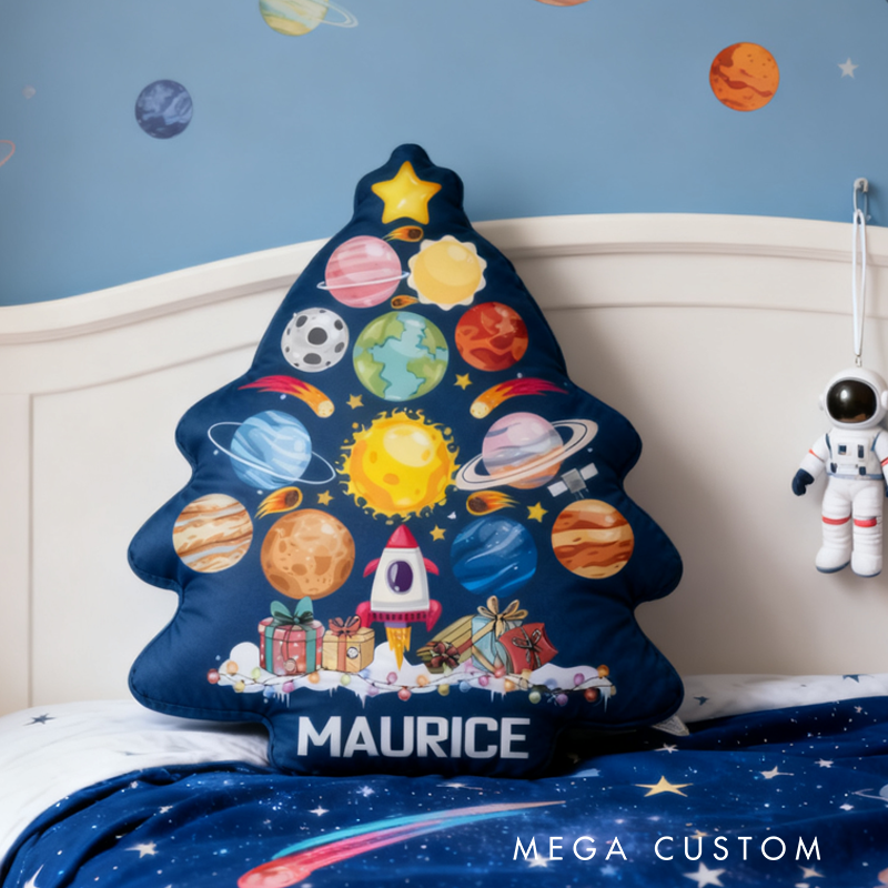 Personalized Space Themed Pillow for Kid Custom Funny Planet Solar System Pillow with Name Space Geek Lover Gift
