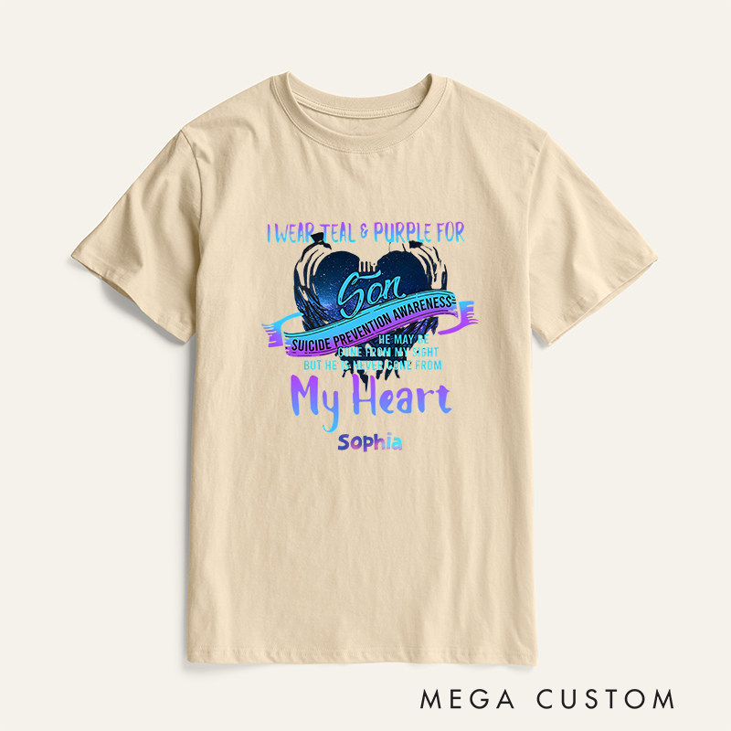 Personalized I Wear Teal and Purple for My Son Suicide Prevention Awareness Shirt Mental Health Gift
