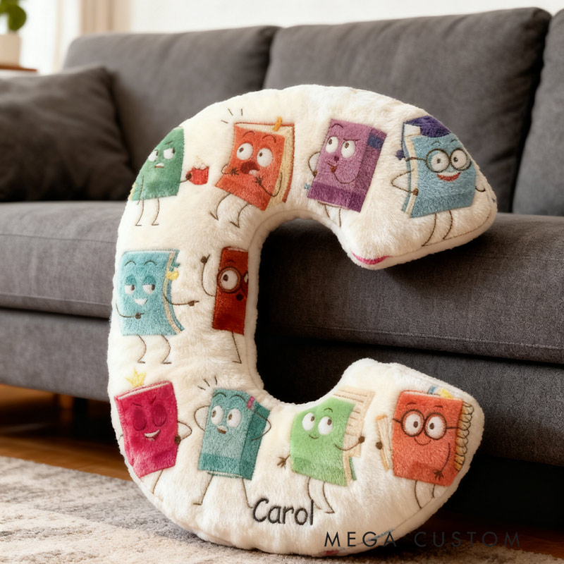 Personalized Alphabet Book Buddy Pillow Graphic 3D Print Custom Name Gift for Reading Lovers