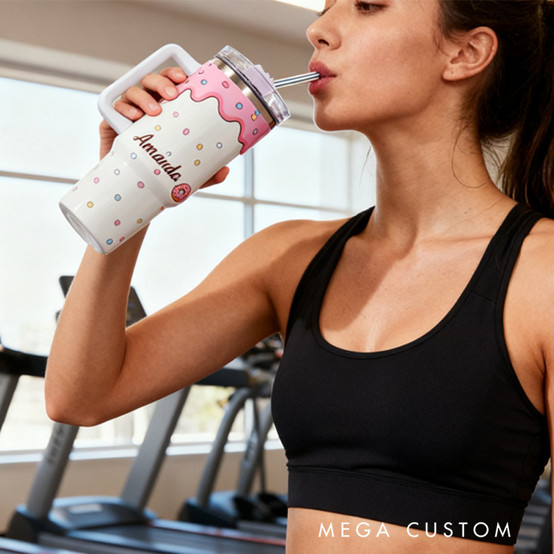 Personalized Donut Tumbler Baking Lover Tumbler with Name 40oz Stainless Steel Tumbler for Boys Girls Baker Her