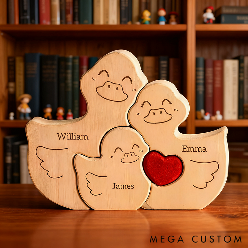 Personalized Wooden Duck Family Puzzle for Family Keepsake Gifts