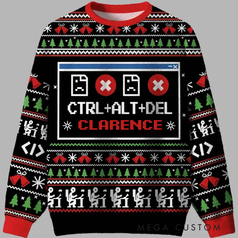 Personalized Funny Computer Ugly Christmas Sweater Holiday Tech Gift for Coder It Pro Holiday Party Christmas Sweater Coder Xmas Keepsake