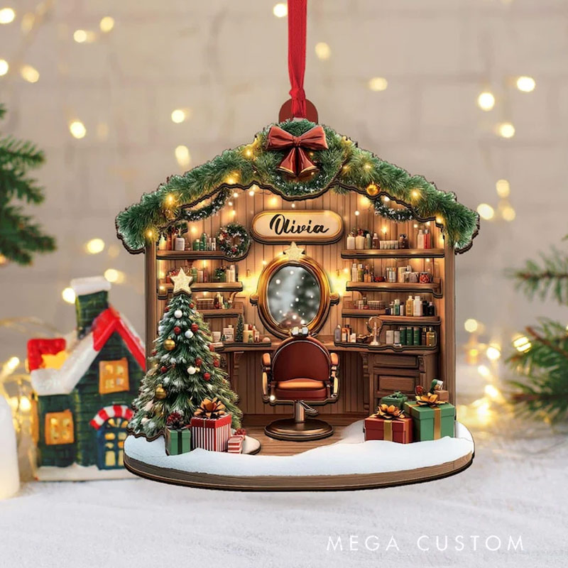 Personalized Beauty and Hairdressing 2D FLAT Christmas Ornament Hair Salon Christmas Decor for Her