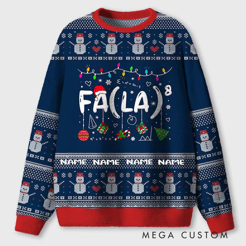 Personalized Fa La La Christmas Ugly Sweater Math & Science Ugly Holiday Sweater Funny Stem Xmas Gift for Nerdy Geek