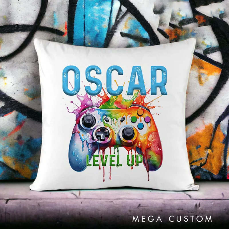Personalised Gamer Cushion Pillows Graffiti Controller Art Pillows Gift for Game Geek Nerd Lover