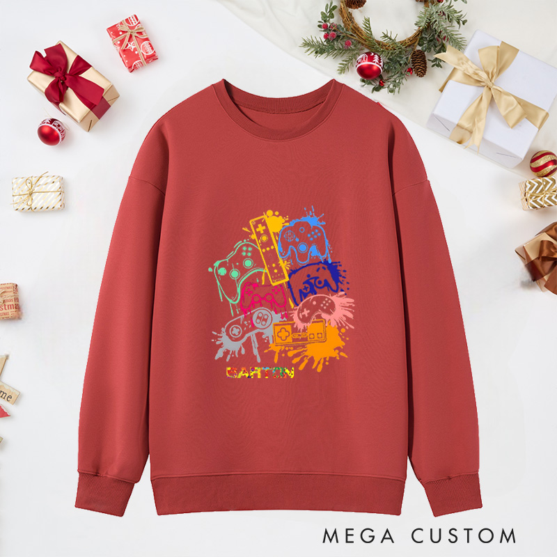 Personalized Video Game Controller Color Sweatshirt Game Day Sweatshirt Game Day Sweatshirt Funny Gaming Sweatshirt Gift for Game Geek Lover