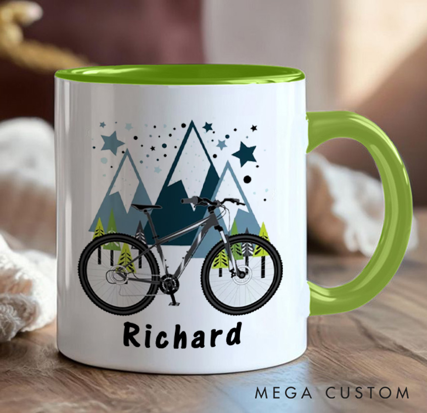 Personalized Cyclist Mug Mountain Bike Gifts Colourful Mug for Biker Friend Birthday for Him or Her for Biker Cycling Riding Lovers