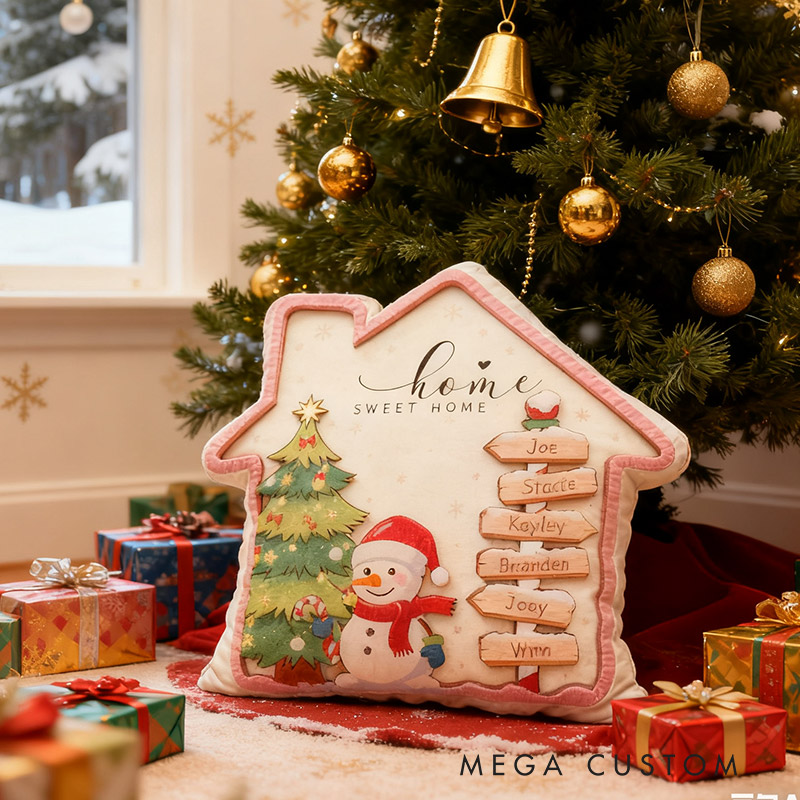 Personalized Family House 2025 Christmas Pillow Custom Family Name Christmas Holiday Throw Pillows Housewarming Gift