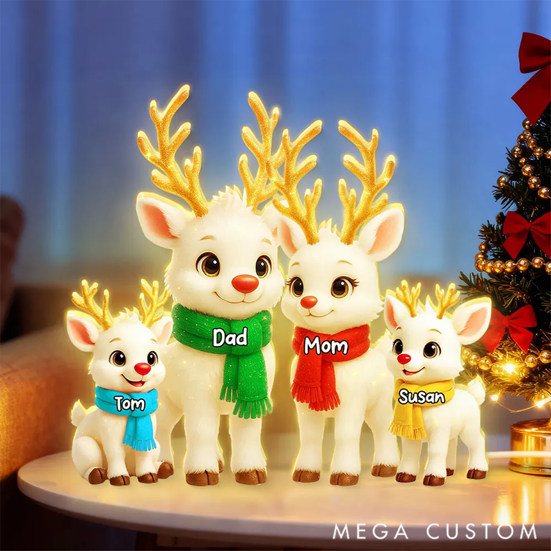Personalized Festive Reindeer Family Members Light Box for Family