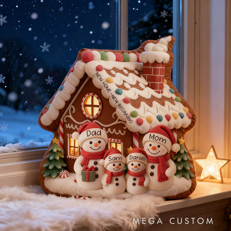 Personalized Family House Pillow Custom Family Name Christmas Holiday Throw Pillows Housewarming Gift