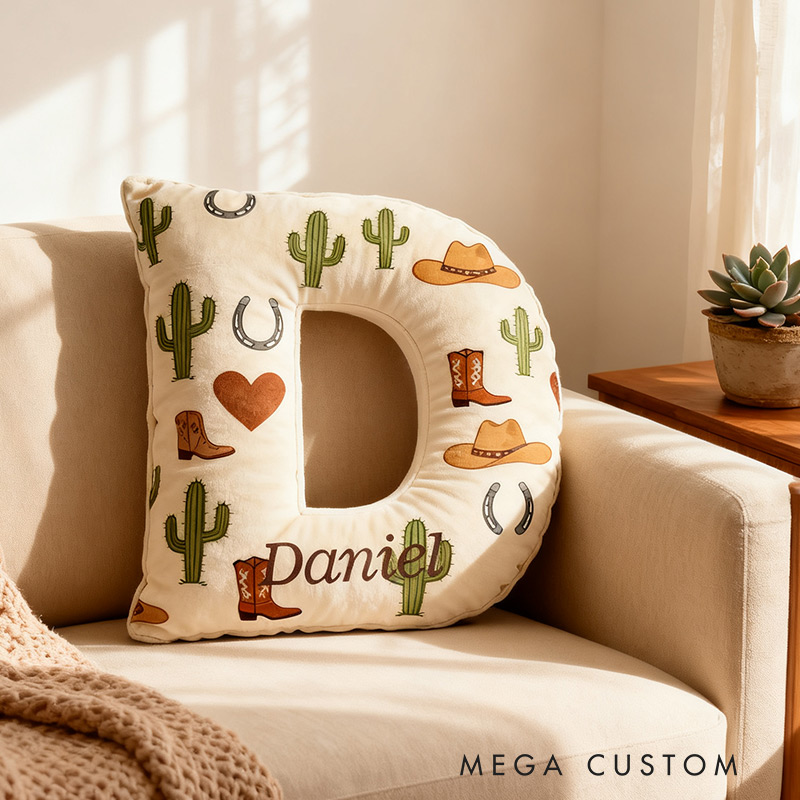 Personalized Western Wanderer Initial Pillow Graphic 3D Print Pillow for Travel Lovers