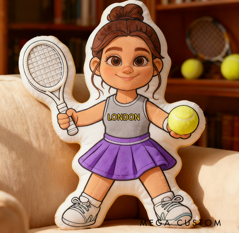 Personalized Graphic3DPrint Girl Tennis Pillow with Custom Name for Tennis Fans